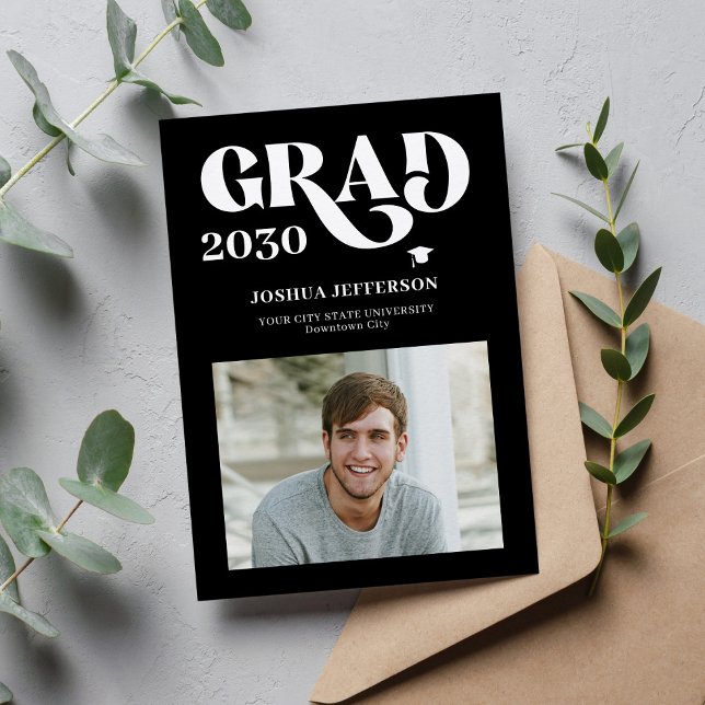 Modern typography photo simple graduation announcement (Creator Uploaded)