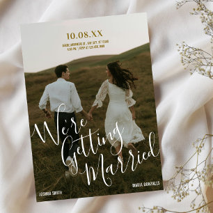 Modern typography photo wedding invitation