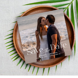 Modern Typography Photo Wedding Magnetic Invitation