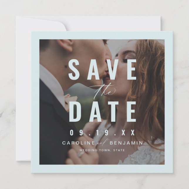 Modern typography photo wedding save the date (Front)