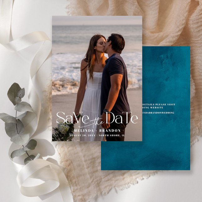 Modern Typography Photo Wedding  Save The Date (Creator Uploaded)