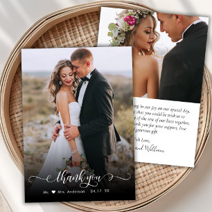 Modern Typography Photo Wedding Thank You Card