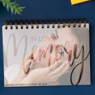 Modern Typography Photography Memorial Guest Book