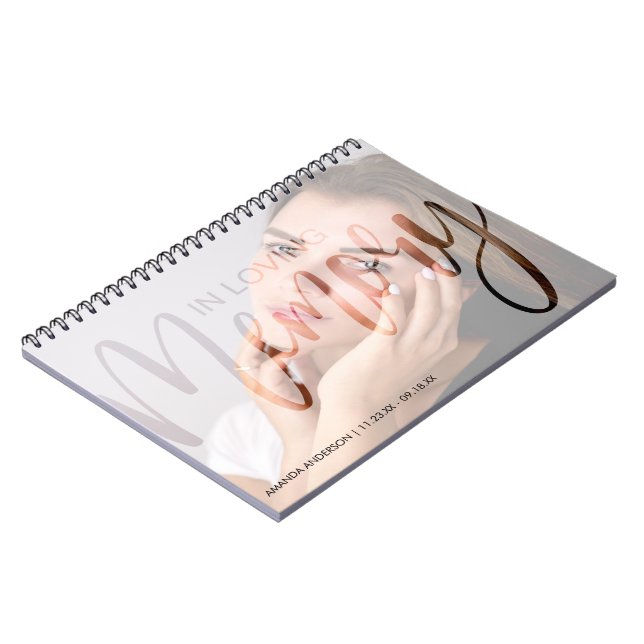 Modern Typography Photography Memorial Guest Notebook (Left Side)