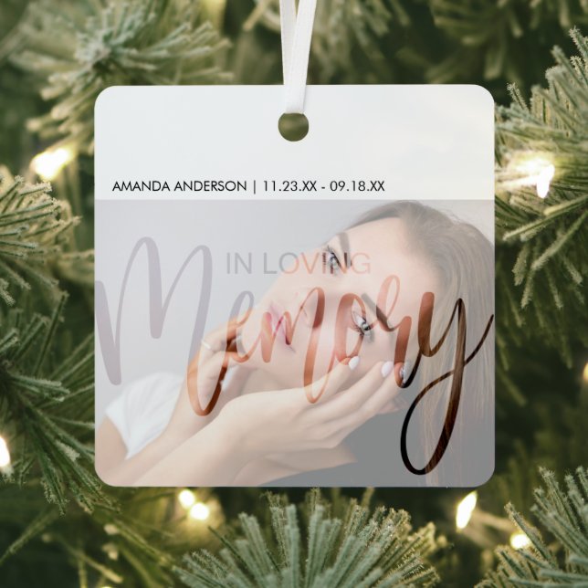 Modern Typography Photography Memorial Metal Tree Decoration (Insitu)