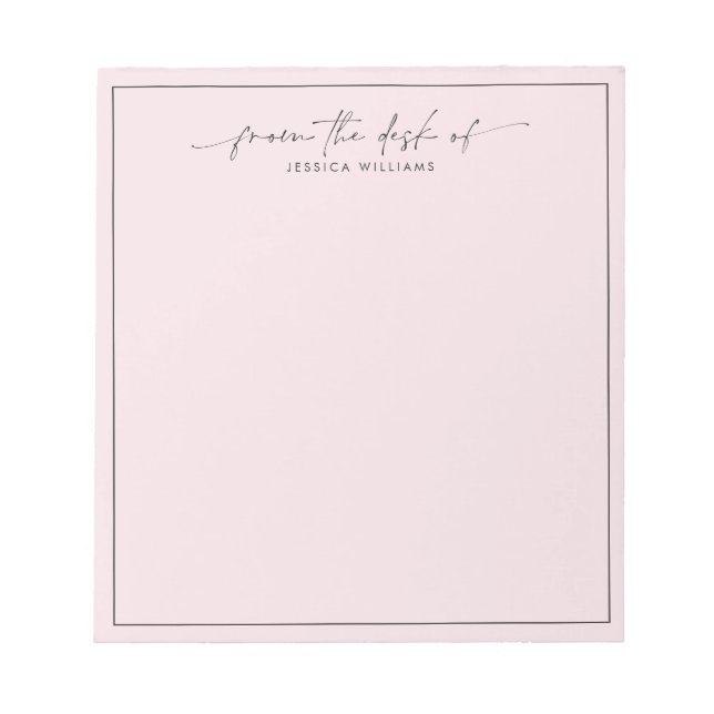 modern typography, pink from the desk of notepad (Front)