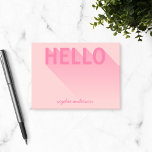 Modern Typography Pink Hello Post-it Notes<br><div class="desc">Modern Pink "Hello" with a gradient long shadow against a light pink background. Personalise it by replacing the placeholder text with your name. For more options such as to change the font and its size click the "Customise" button. *Please note that the Zazzle Watermark that appears in the zoom preview...</div>