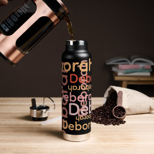 Modern Typography Pink Names black Water Bottle