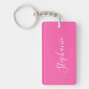 Modern typography pink personalised  key ring