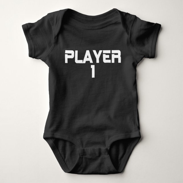 Modern Typography Player One Matching Baby Bodysuit (Front)