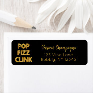 Modern Typography Pop Fizz Clink Return Address Label