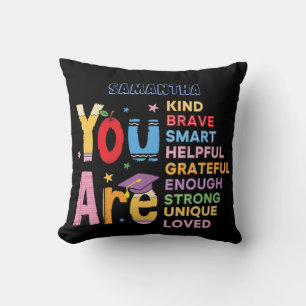 Modern Typography Positive Affirmations Name  Cushion
