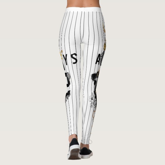 Modern typography print leggings with black stripe (Back)