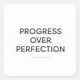 Modern typography progress over perfection text square sticker