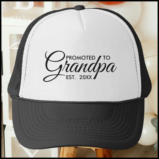 Modern Typography Promoted To Grandpa Est. Year Trucker Hat (Creator Uploaded)