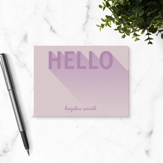 Modern Typography Purple Hello Post-it Notes (Creator Uploaded)