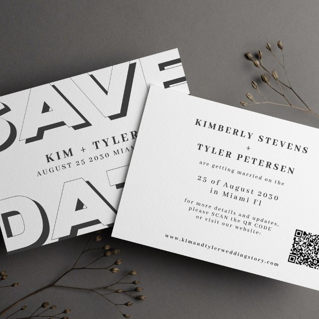 Modern typography QR CODE wedding Save The Date (Creator Uploaded)