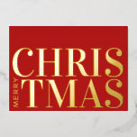 Modern Typography Red Gold Merry Christmas Foil Holiday Card<br><div class="desc">Modern Typography Red and Gold Merry Christmas Holiday Card</div>