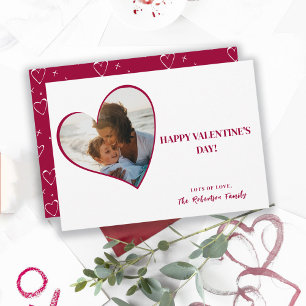 Modern Typography Red Heart Photo Valentines Day Holiday Card