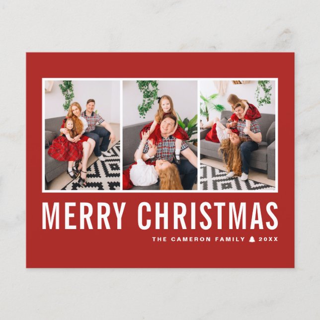 Modern Typography Red Photo Collage Christmas (Front)