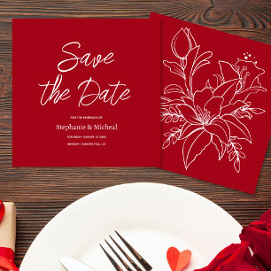 Modern typography - Red Rose Save The Date