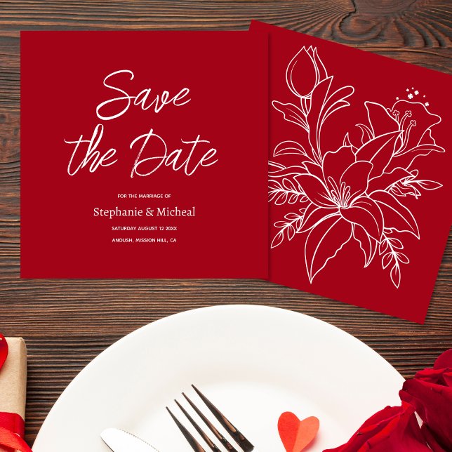 Modern typography - Red Rose Save The Date (Creator Uploaded)