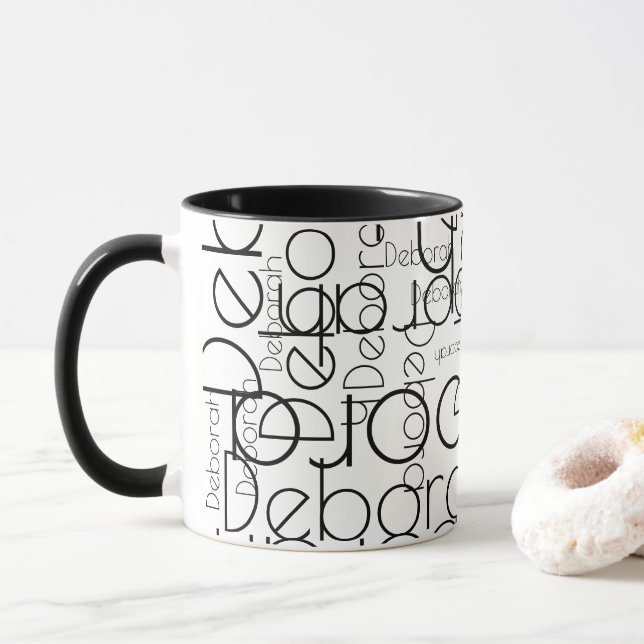 Modern Typography Retro black and white Mug (With Donut)