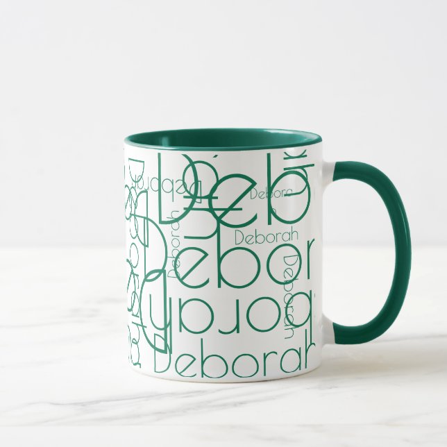 Modern Typography Retro Green Name Mug (Right)