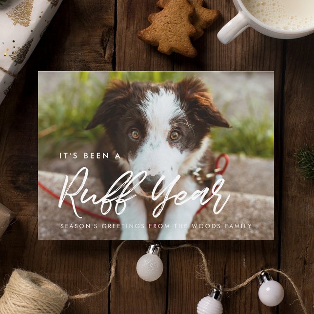 Modern typography Ruff Year Dog photo Holiday Card (Creator Uploaded)