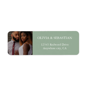 Modern Typography Sage Green Photo Return Address Label
