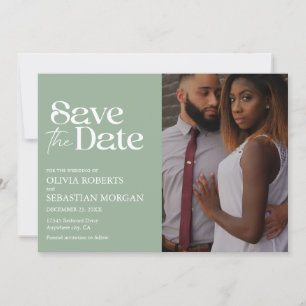 Modern Typography Sage Green Photo Wedding Save The Date