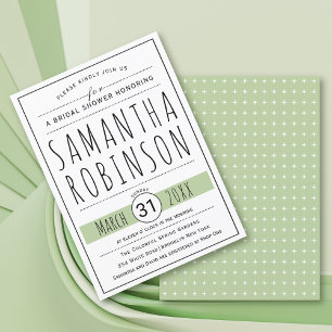 Modern typography sage green wedding bridal shower invitation