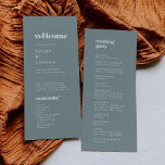 Modern Typography | Sage Green Wedding Program<br><div class="desc">This modern typography sage green wedding program is perfect for a simple wedding. The sage green and white design features a retro yet contemporary font with a unique rustic bohemian feel. Include the name of the bride and groom, the wedding date and location, thank you message, order of service, bridal...</div>
