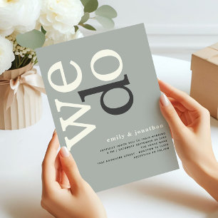 Modern Typography Sage Ivory Wedding Invitation