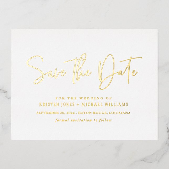 Modern Typography Save the Date Announcement Foil (Front)