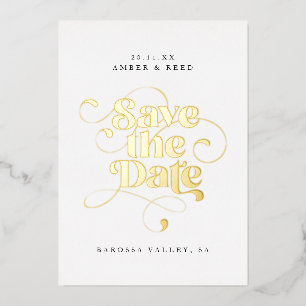 Modern Typography Save the Date Real Gold 