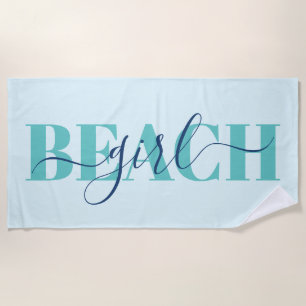 Modern typography script blue teal beach quote towel