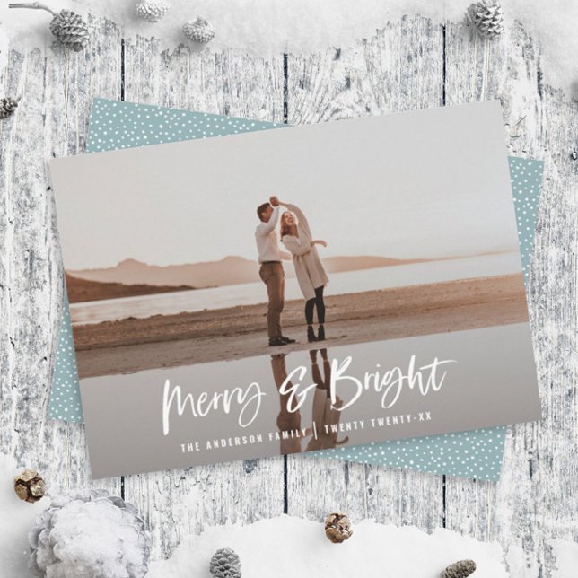 Modern typography script bluephoto Christmas Holiday Card (Creator Uploaded)