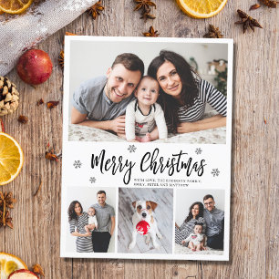 Modern Typography Script Collage Christmas Postcard