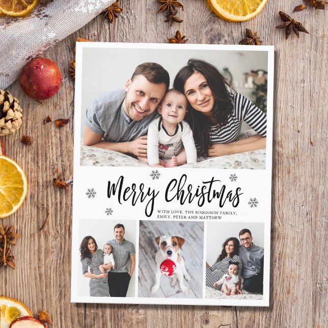 Modern Typography Script Collage Christmas Postcard (Creator Uploaded)