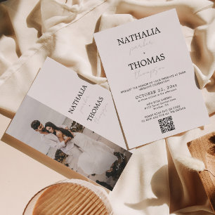Modern Typography Script Photo QR Code Wedding Invitation