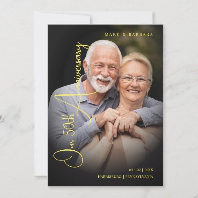 Modern Typography Script Photo Wedding Anniversary Save The Date (Front)