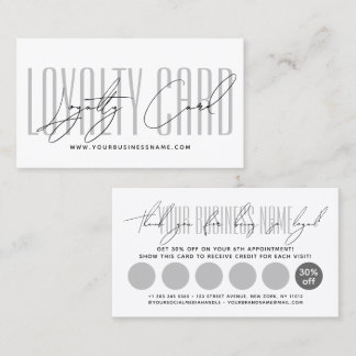 Modern typography script reward loyalty card