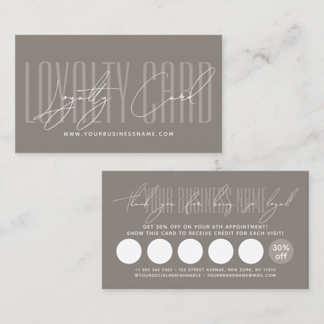 Modern typography script reward  loyalty card (Front/Back)
