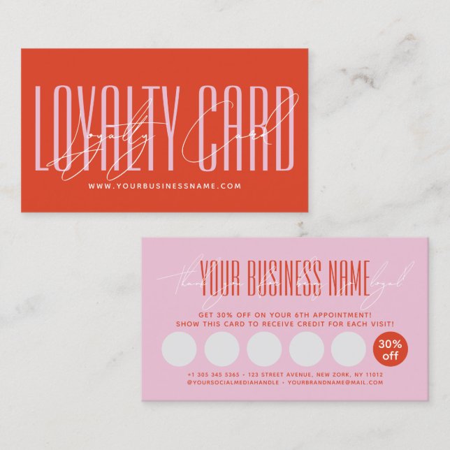 Modern typography script reward  loyalty card (Front/Back)