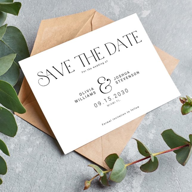 Modern typography simple black and white wedding save the date (Creator Uploaded)