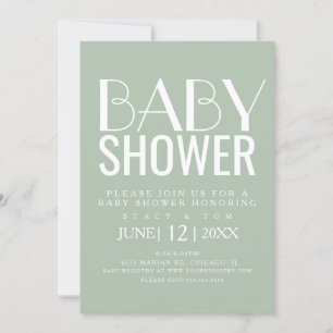 Modern Typography Simple Cotton Plant Baby Shower Invitation