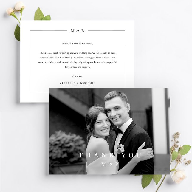 Modern Typography Simple Elegant Wedding Photo Thank You Card (Creator Uploaded)