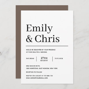 Modern Typography Simple Minimalist Wedding Invita Invitation