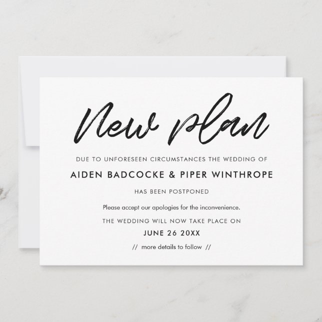 Modern typography simple New plan wedding update Invitation (Front)